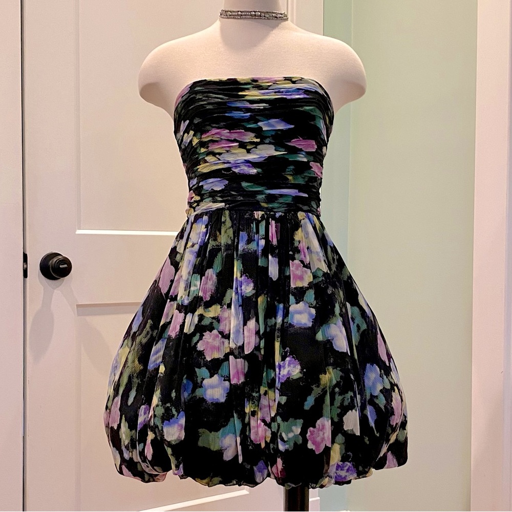 Tracy Reese Y2K Silk Chiffon Bubble Hem Floral Party Dress - Size 6